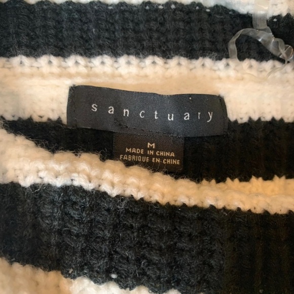 Sanctuary Womens Black White Stripe Jagger Cowl-Neck Sweater Medium 271 - Picture 4 of 5
